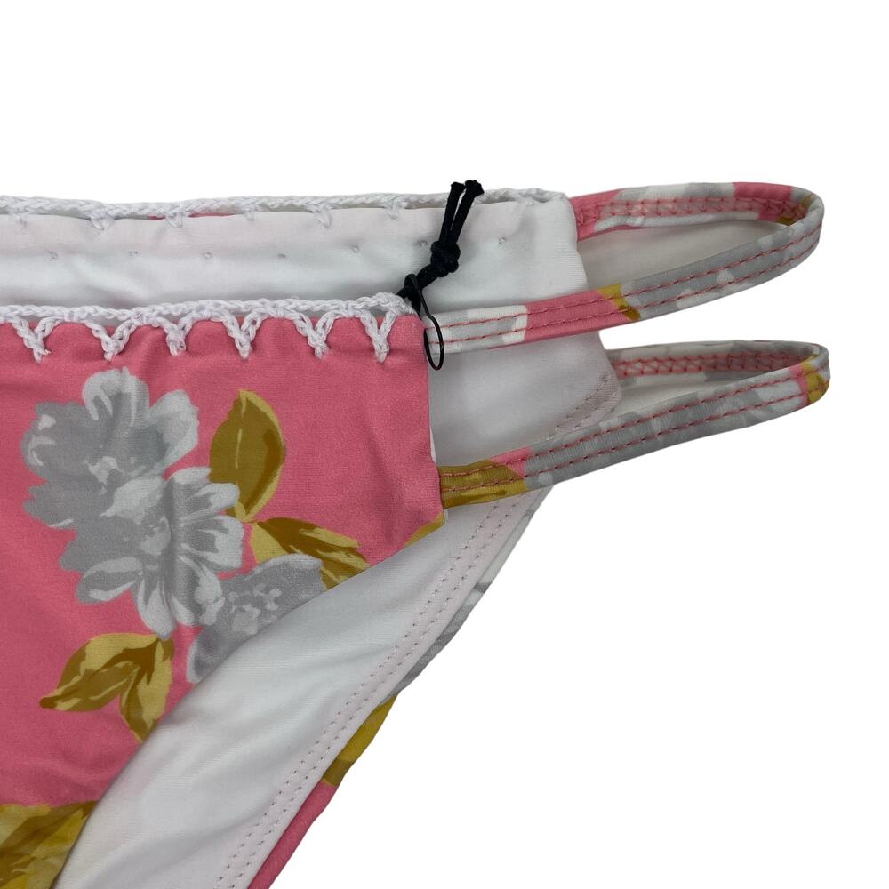 Tularosa Mateo Floral Swim Bikini Bottom Side Cutout Pink Size M - Picture 5 of 9